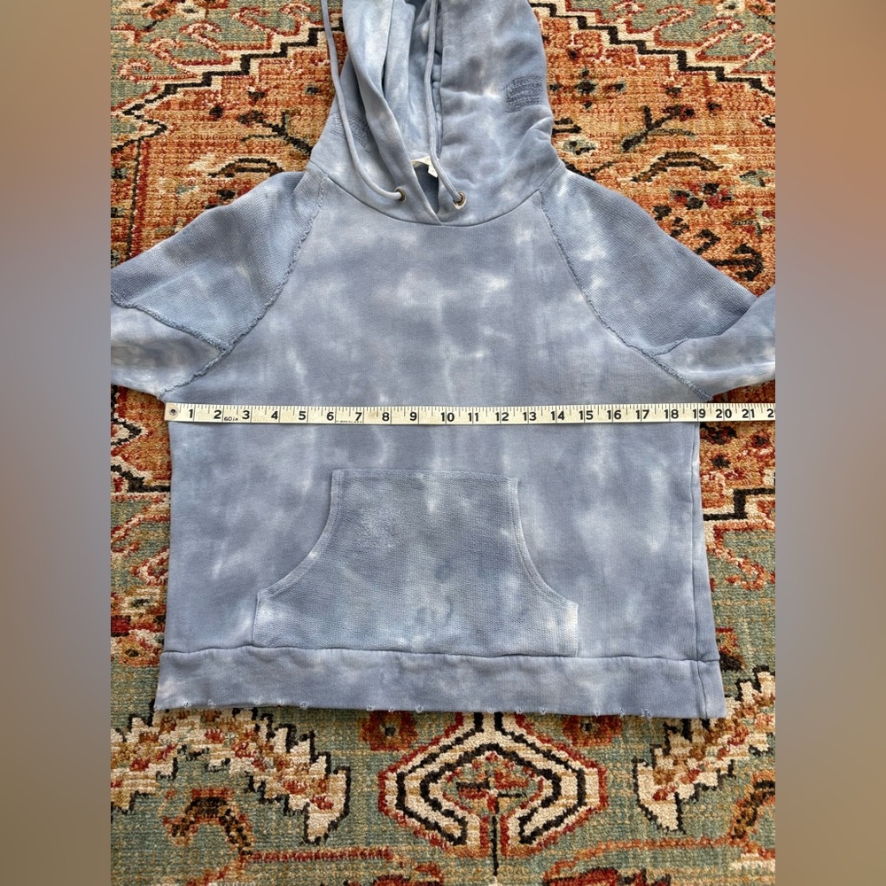 Love Shack Fancy Washed Denim Anarosa Distressed Hoodie Sweatshirt Small - Picture 9 of 10